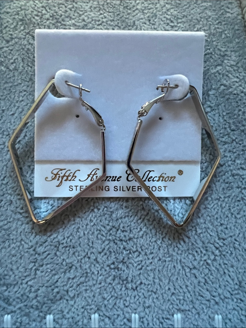 Fifth Avenue Collection Silver Geometric Hoop Earrings - Silver